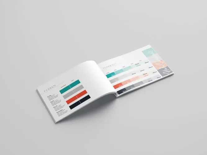 Styleguide als Katalog mit einer detaillierten Seite zu den Coporate Identity Farben