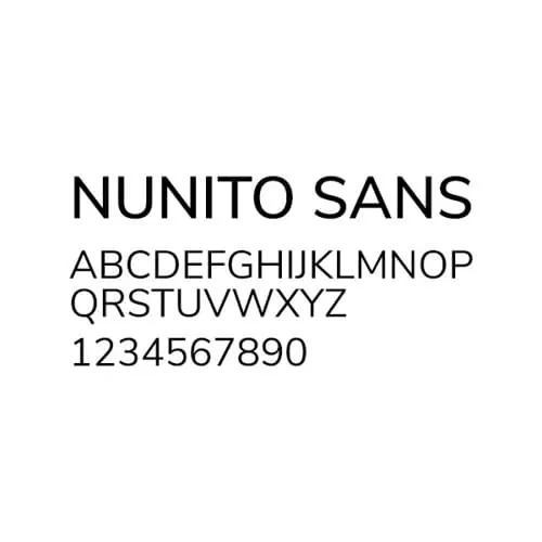 Schriftart "Nunito Sans" mit Beispiel-Buchstaben von DAHMEN