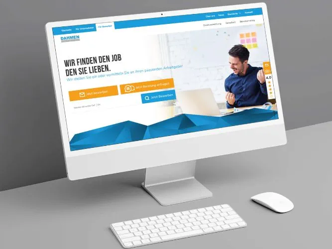 Web Design der Homepage von DAHMEN am Desktop